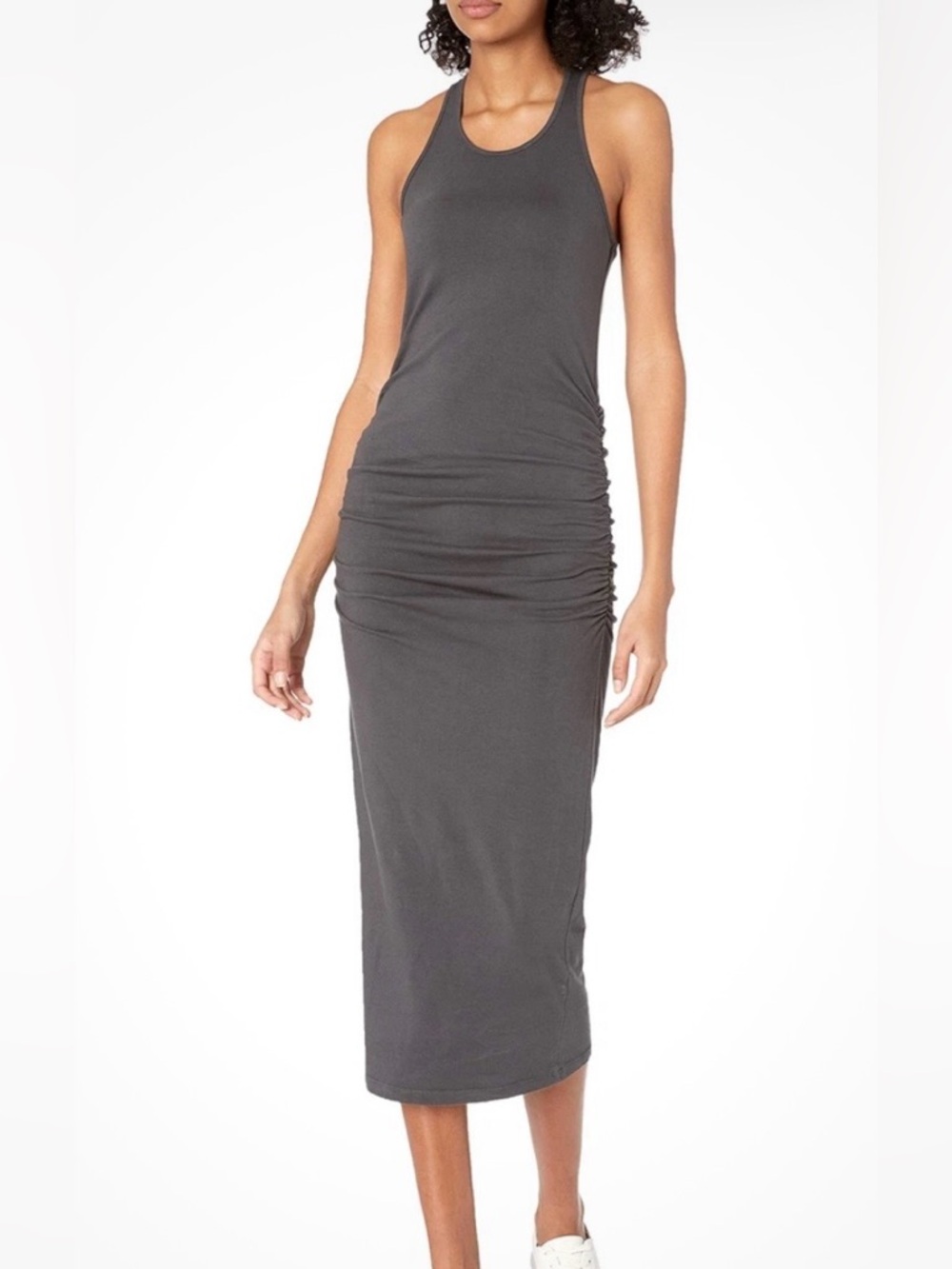 Michael Stars Charcoal Gray Ruched Tank Midi Dress